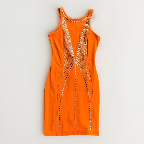 Bebe Addiction Vibrant Orange Fully Lined Bodycon Bodyshape Dress Size XS - Picture 5 of 15